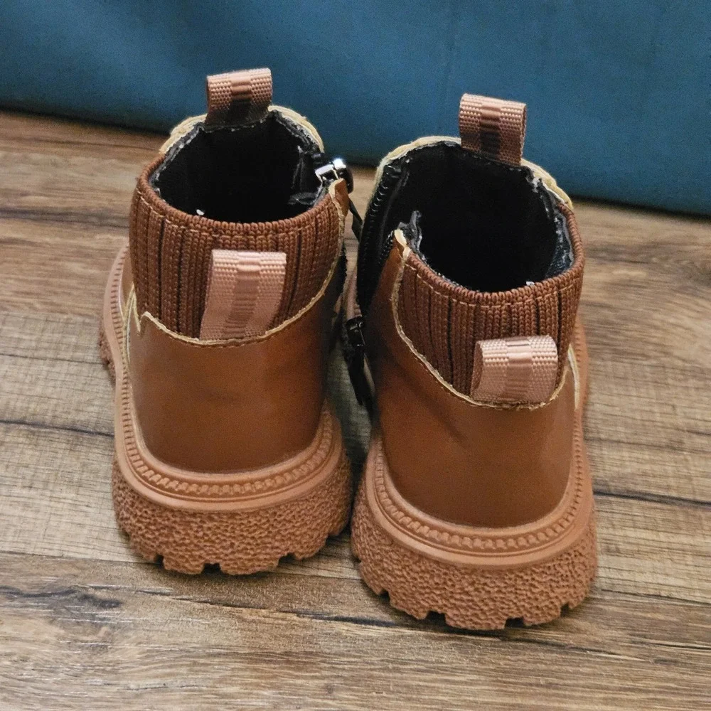 Toddler Girls Brown Chelsea Boots EU 21 US 6 Chunky Lug‎ Sole Booties
